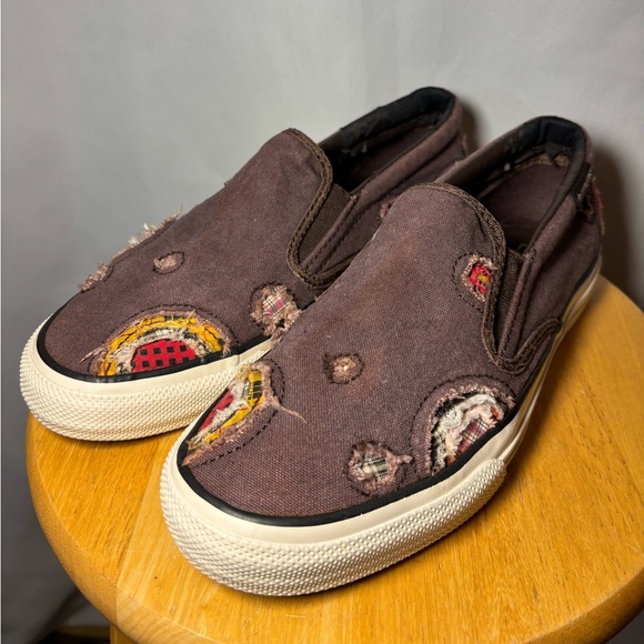 Converse Distressed Patchwork Slip-On Sneakers Y2K Grunge Aesthetic Women’s 8.5 - Picture 5 of 9